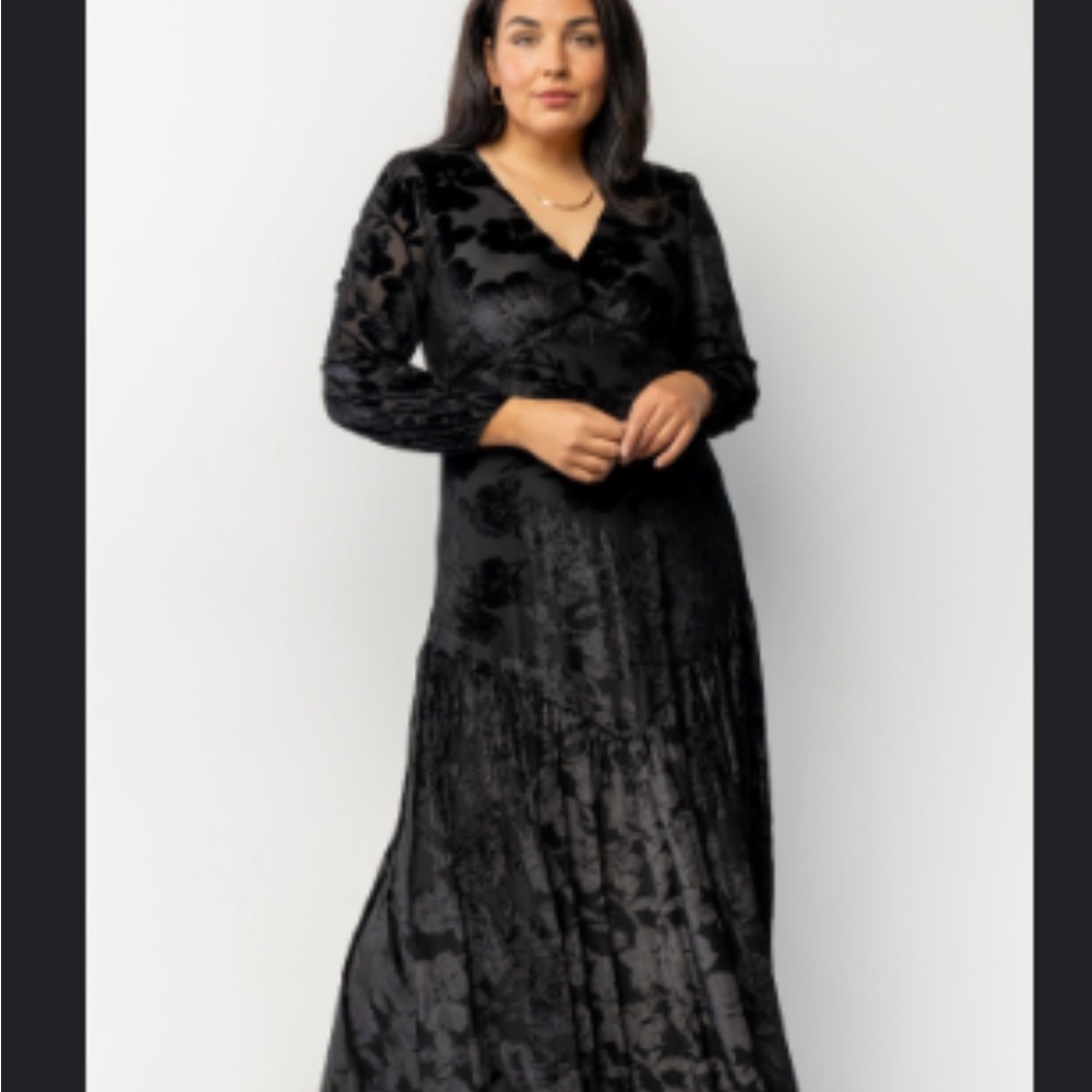 Baltic Born Black Velvet Burnout Maxi Dress